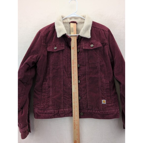 Carhartt 100659 625 Sherpa Lined Button Up Corduroy Chore Jacket Women's S 4/6 - Picture 5 of 14